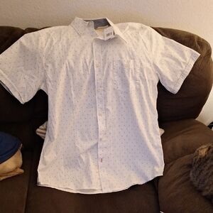 Weatherproof White and Blue Patterned Short Sleeve Shirt